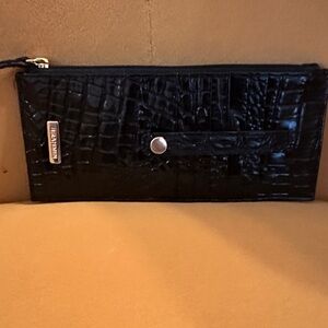 Brahmin Black Croc-Embossed Card Holder